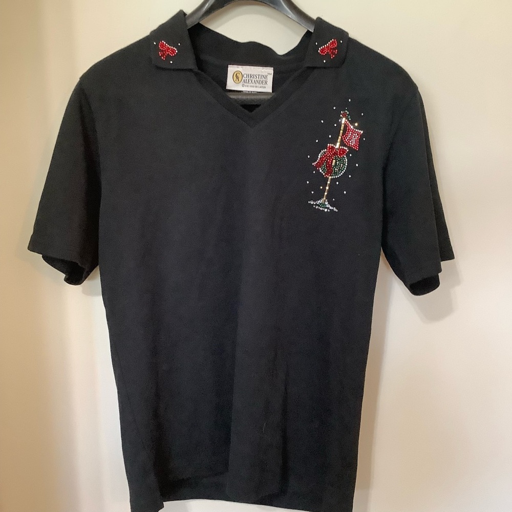 CHRISTINE ALEXANDER:  Sparkly Black T-Shirt (NWOT)